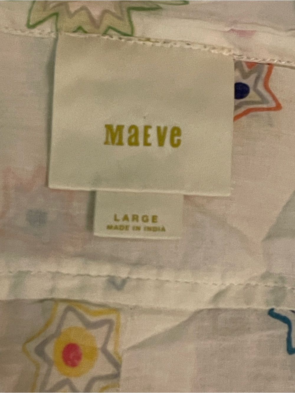 Maeve White Cotton Top with Multicolor Star Print - Picture 3 of 3